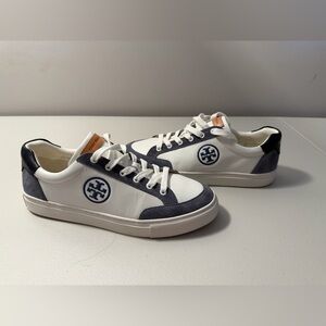 Tory Burch White and Navy Sneakers